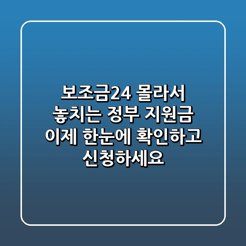 보조금24: 몰라서 놓치는 정부 지원금, 이제 한눈에 확인하고 신청하세요!