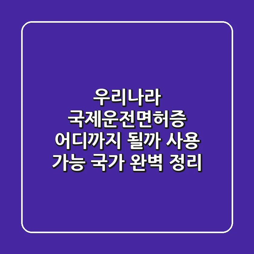 우리나라 국제운전면허증, 어디까지 될까? 사용 가능 국가 완벽 정리!