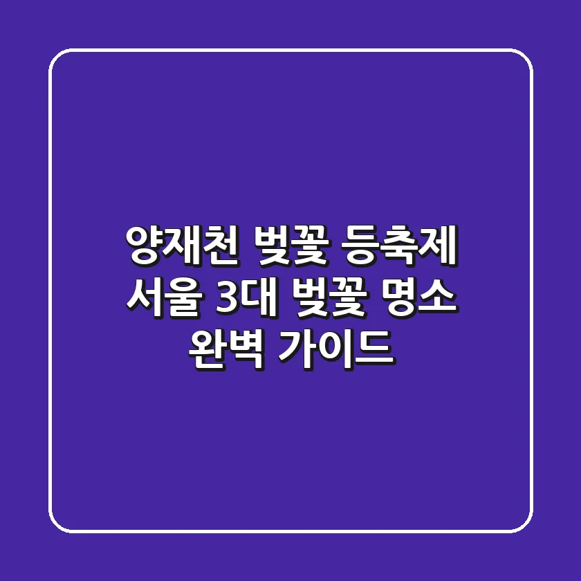 양재천 벚꽃 등축제: 서울 3대 벚꽃 명소 완벽 가이드