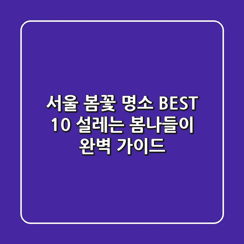 서울 봄꽃 명소 BEST 10: 설레는 봄나들이 완벽 가이드