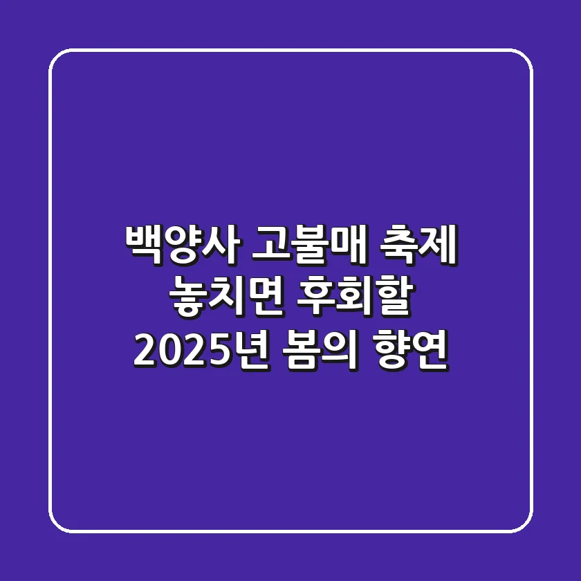 백양사 고불매 축제: 놓치면 후회할 2025년 봄의 향연