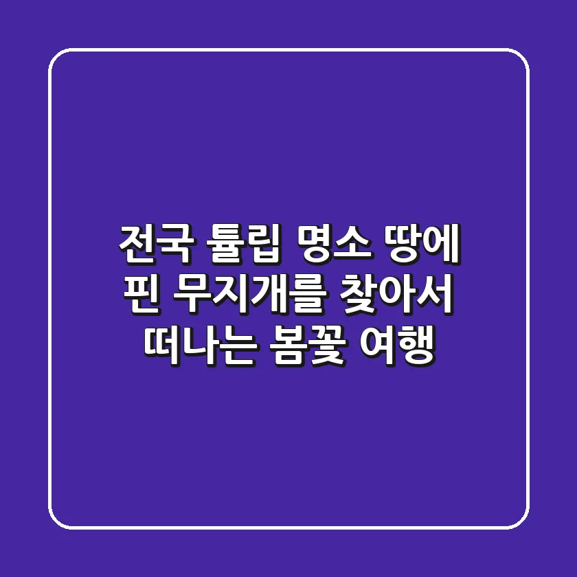 전국 튤립 명소: 땅에 핀 무지개를 찾아서 떠나는 봄꽃 여행