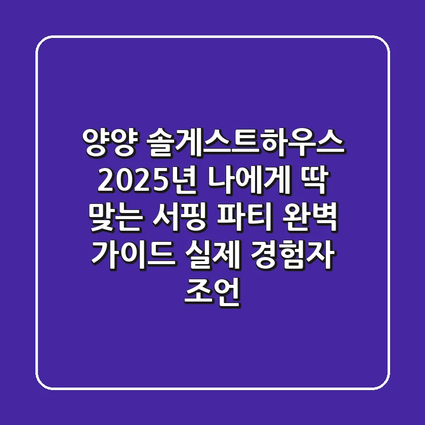 양양 솔게스트하우스: 2025년 나에게 딱 맞는 서핑 & 파티 완벽 가이드 (실제 경험자 조언)
