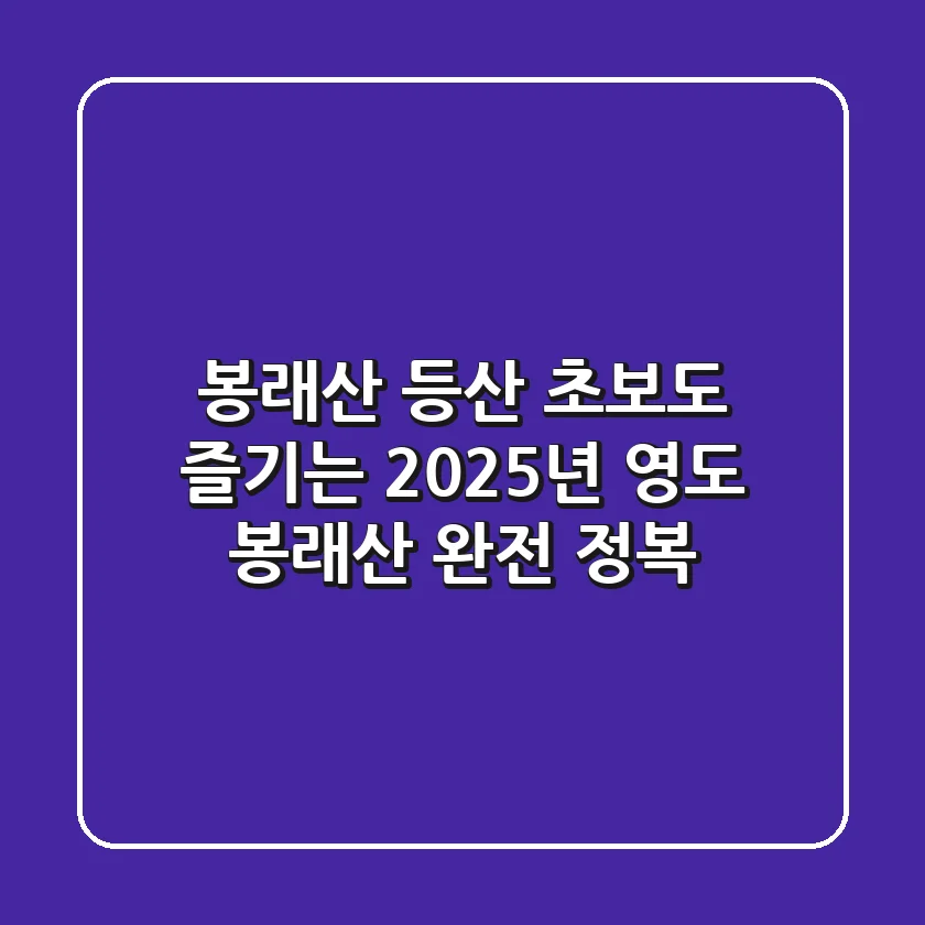 봉래산 등산, 초보도 즐기는 2025년 영도 봉래산 완전 정복