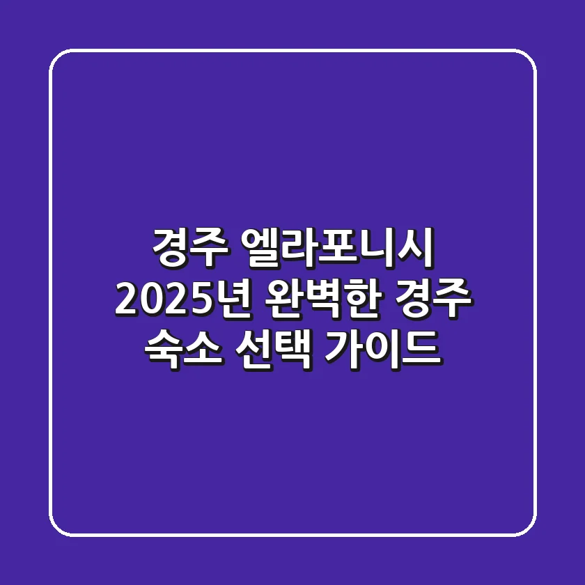 경주 엘라포니시, 2025년 완벽한 경주 숙소 선택 가이드