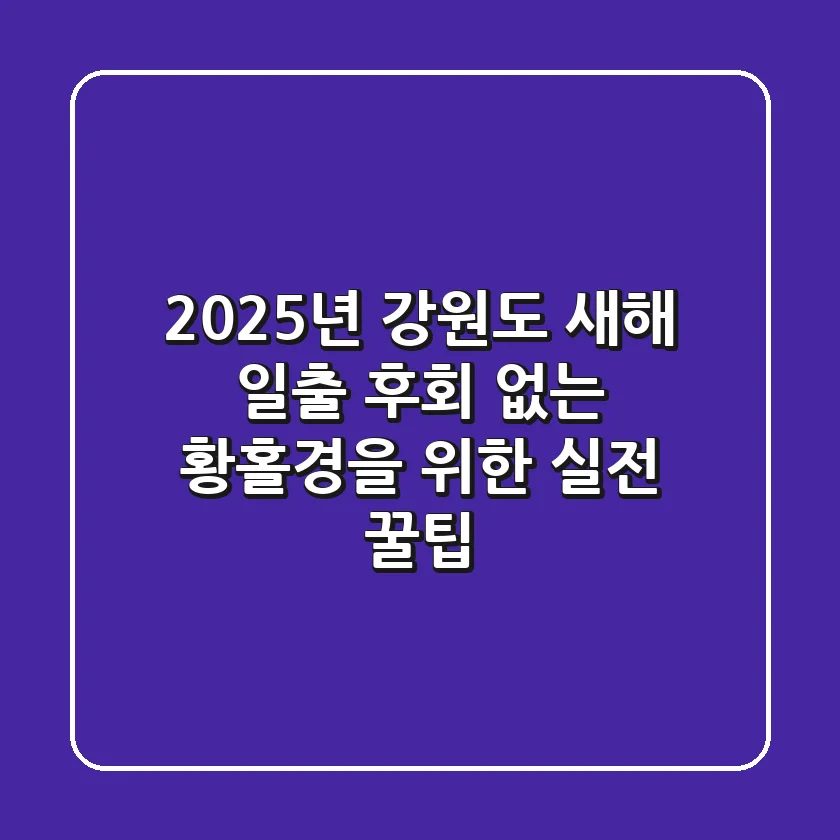 2025년 강원도 새해 일출: 후회 없는 황홀경을 위한 실전 꿀팁