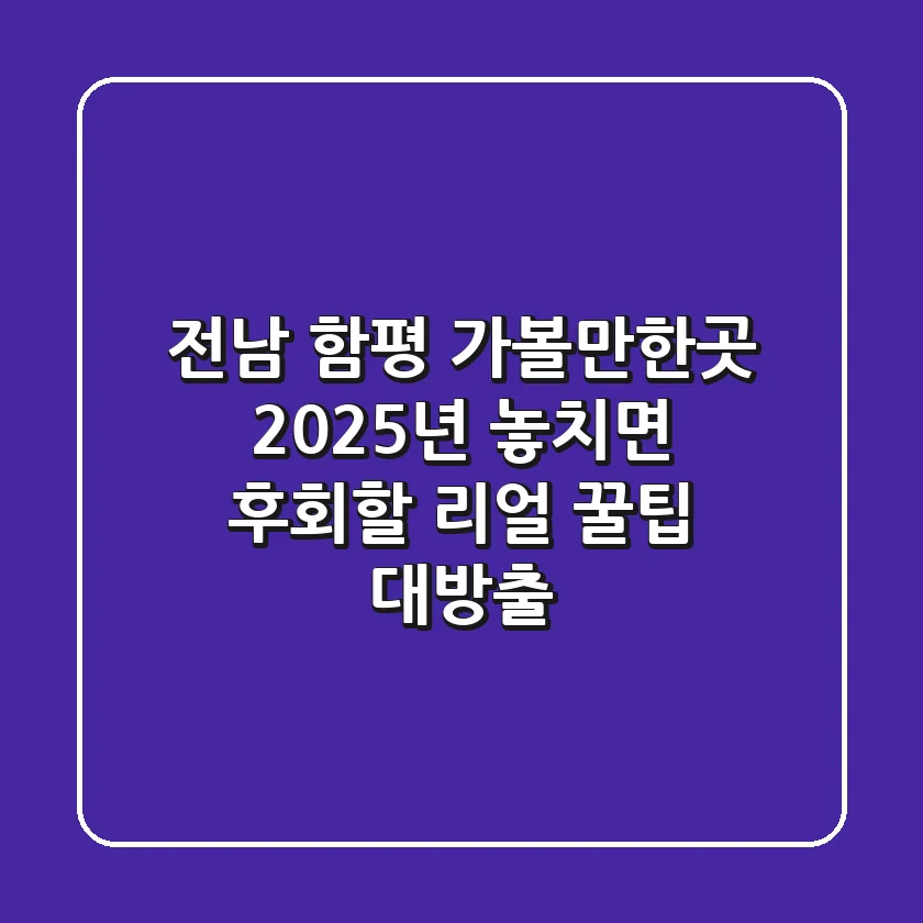 전남 함평 가볼만한곳, 2025년 놓치면 후회할 리얼 꿀팁 대방출!
