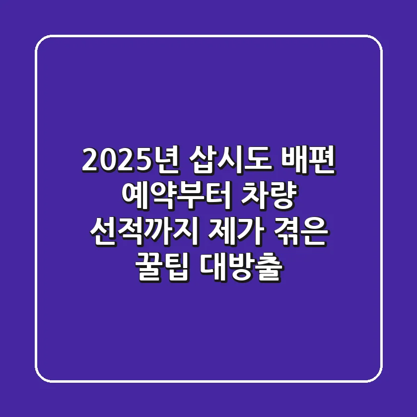 2025년 삽시도 배편 예약부터 차량 선적까지, 제가 겪은 꿀팁 대방출!