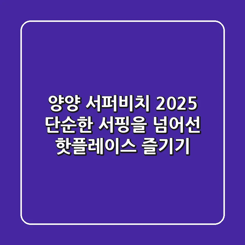 양양 서퍼비치 2025: 단순한 서핑을 넘어선 핫플레이스 즐기기
