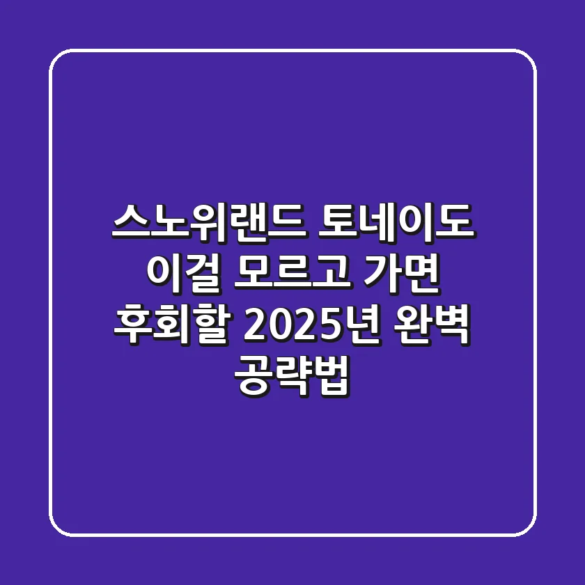 스노위랜드 토네이도, 이걸 모르고 가면 후회할 2025년 완벽 공략법!