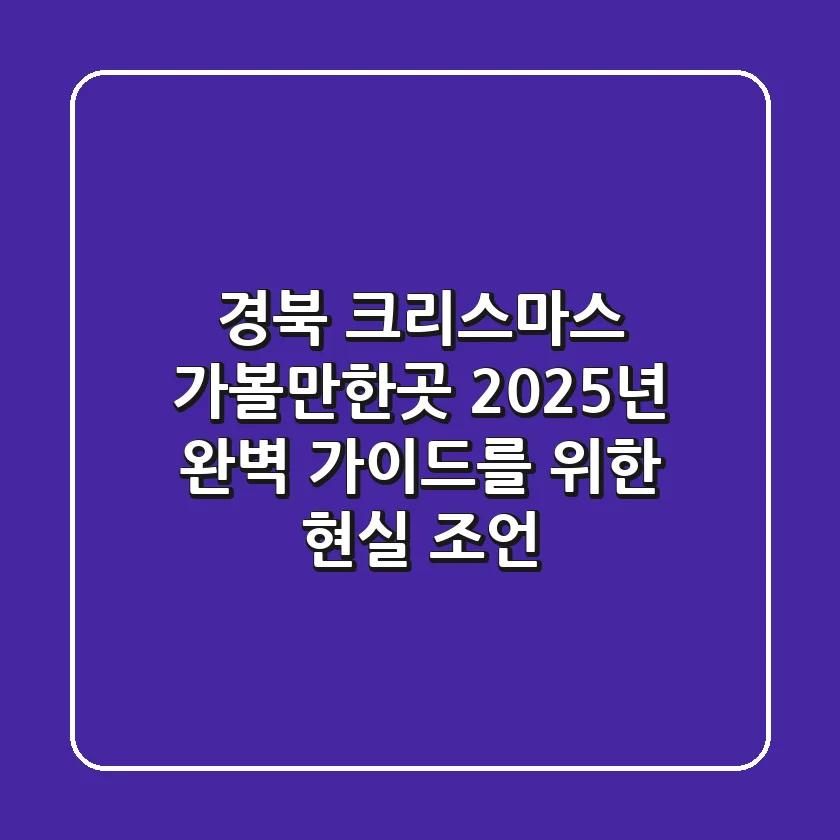 경북 크리스마스 가볼만한곳, 2025년 완벽 가이드를 위한 현실 조언