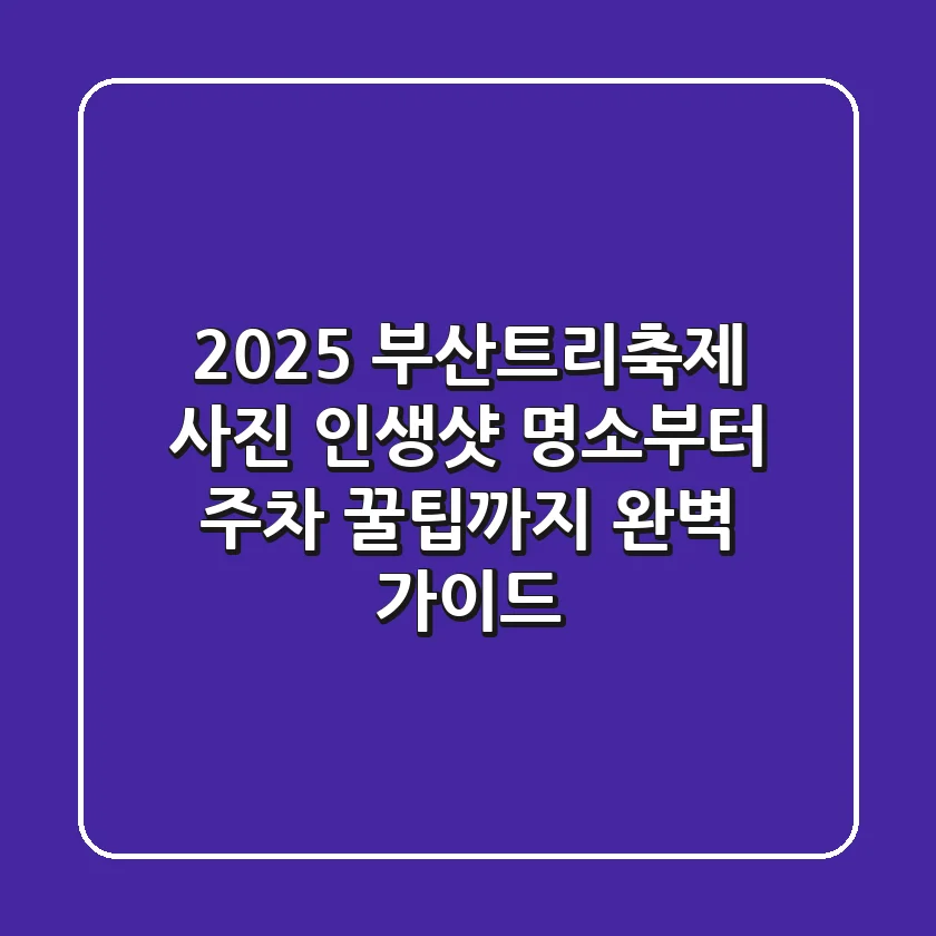 2025 부산트리축제 사진 인생샷 명소부터 주차 꿀팁까지 완벽 가이드