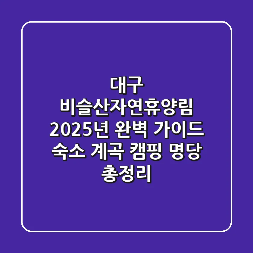대구 비슬산자연휴양림 2025년 완벽 가이드: 숙소, 계곡, 캠핑 명당 총정리