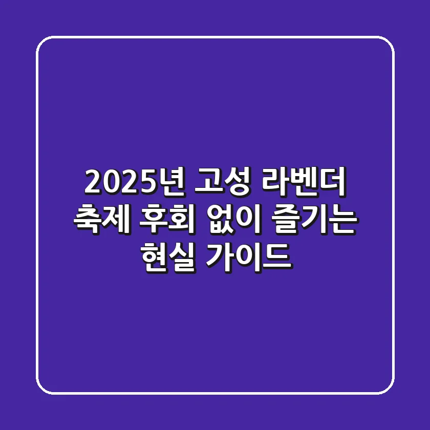2025년 고성 라벤더 축제, 후회 없이 즐기는 현실 가이드