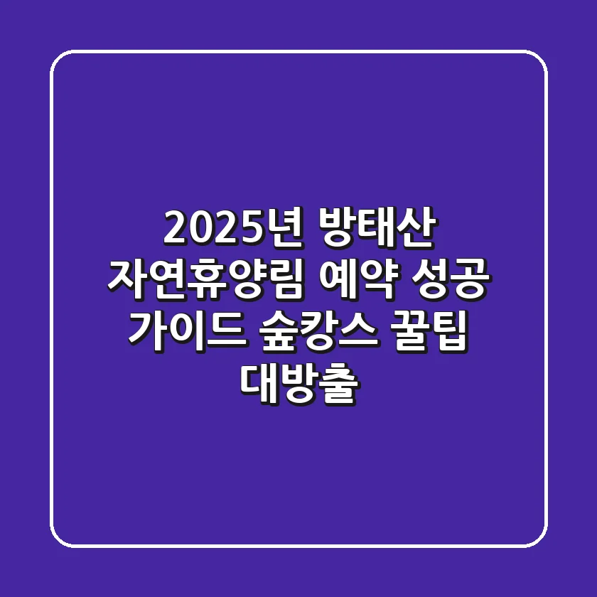 2025년 방태산 자연휴양림 예약 성공 가이드: 숲캉스 꿀팁 대방출!
