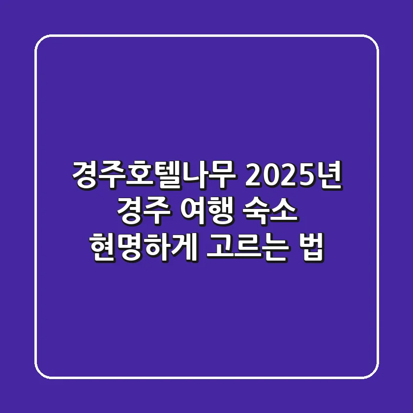 경주호텔나무, 2025년 경주 여행 숙소 현명하게 고르는 법