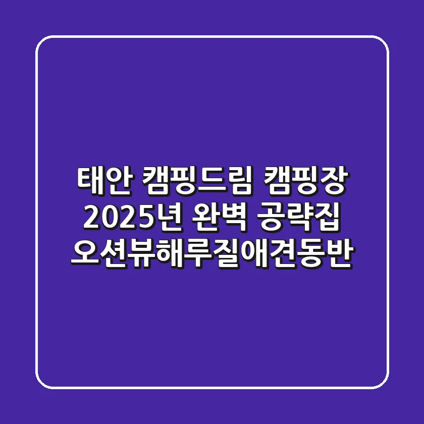 태안 캠핑드림 캠핑장: 2025년 완벽 공략집 (오션뷰/해루질/애견동반)