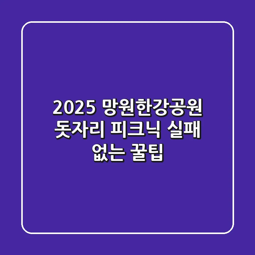 2025 망원한강공원 돗자리 피크닉: 실패 없는 꿀팁