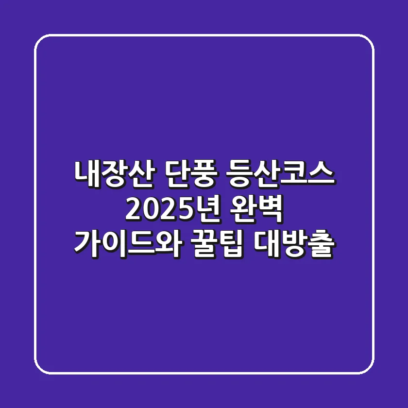 내장산 단풍 등산코스: 2025년 완벽 가이드와 꿀팁 대방출!